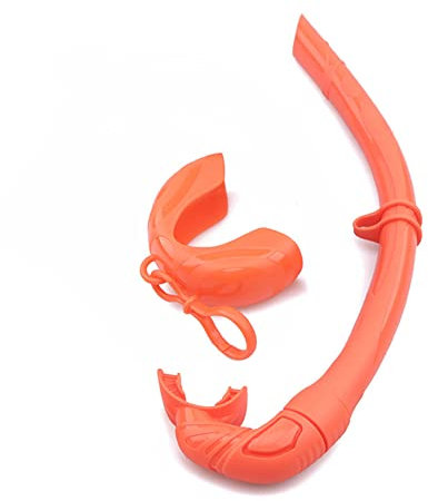 TEQIN Aufrollbarer Schnorchel, Silikon Faltbarer Schnorchel mit Aufbewahrungskoffer, Freitauchen und Schnorcheln, Nassatmungsschlauch für Freitauchen, Tauchen und Schnorcheln, Orange
