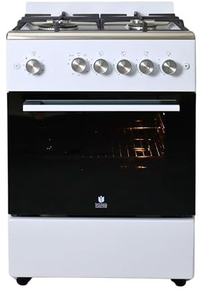 Gasline SHGG6060FGWW Gasstandherd Gaskochfeld WOK Brenner, Gasbackofen mit Thermostat Grill Timer 60 cm Edelstahl/Weiß Erdgas LPG…