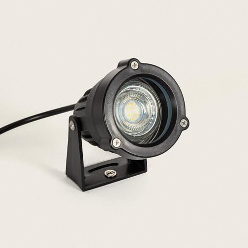 LEDKIA LIGHTING Foco Exterior GU10 Aluminio con Pincho Simba Negro