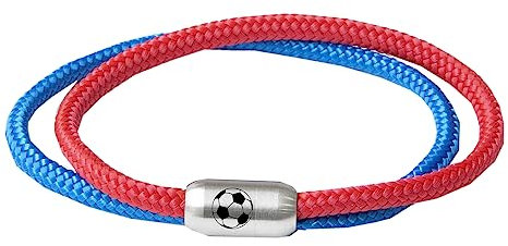 Paris Montana Das Original Segeltau Fan Vereinsfarben Sport Armband Damen Kinder Herren Fußballgravur Magnetverschluss Sportfan (22.00, Rot-Blau)