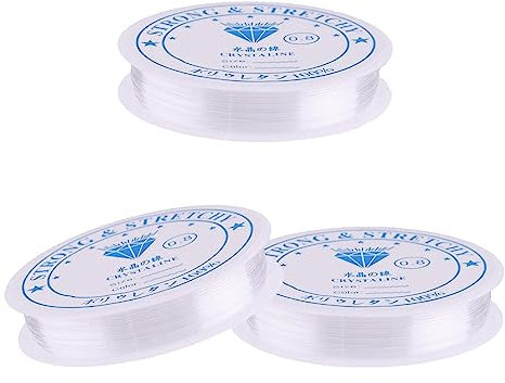 Clear Elastic Thread,3 Rolls Bracelet String for Bracelet Making,Crystal Tec Elastic String,Durable & Strong Bead Thread,Bracelet Elastic Cord for Jewellery Making & DIY Necklaces,Crafts (0.8mm*6m)