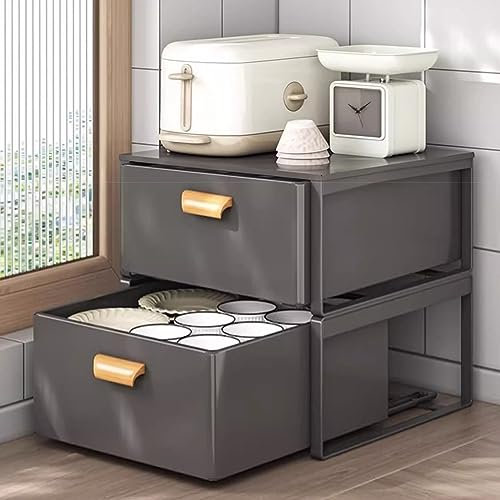 EMYJAY Almacenamiento Deslizante Debajo, Cajón Cesta Deslizante Bajo Fregadero Organizador De Encimera Deslizante De 2 Bandejas para Organizar La Cocina (Color : Noir, Size : 50x41x34.4cm)