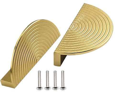 YQOLG87 Furniture Pull Knobs (Gold),Half Circle Cabinet Drawer Handles,Decorative Semi Circle Door Pulls with Screws (2 Pieces) for Wardrobe,Closet,Book Cabinet,2.9in/74mm