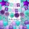 Mermaid Birthday Decorations Purple Teal Blue Birthday Balloons Banner Dots Garland Purple Turquoise Fringe Curtain Pompom Swirls for Girl Women Baby Shower Party Decoration