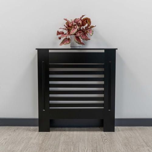 Airwave Radiator Cover Horizontal Line Style Painted MDF Black Radiator Heating Cover (Small)