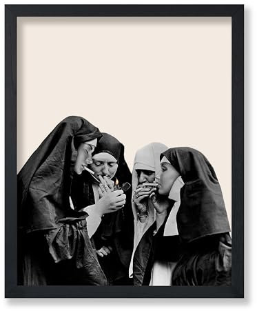 Poster Master Poster Smoking Nonnen – Retro-Nonnen Raucher-Druck – Fotografie-Kunst, skurrile Nonnen-Kunst – Altered Art – Zigarettenkunst – Zigarrenkunst – Wohnzimmer- oder Büro-Dekor – 20,3 x 25,4