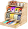 bimiti Tea Bag Organizer Stackable, 5 Layer Bamboo Tea Bags Holder Wall Mounted Tea Bags Storage with Drawers for Kitchen Office Countertop