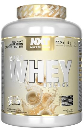 NXT Nutrition Pure Whey Deluxe 2.1kg | Whey Protein | Muscle Growth and Recovery | 70 Servings | 5g Glutamine | 5g BCAA | Vanilla Ice Cream