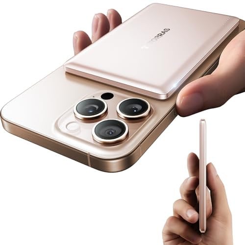 TORRAS Ultra Slim Power Bank for MagSafe Gold, 5000mAh Fast Charging Magnetic Portable Charger Thin, Wireless Battery Pack with USB-C Cable for iPhone 16 Pro Max/15/14/13/12, Desert Titan