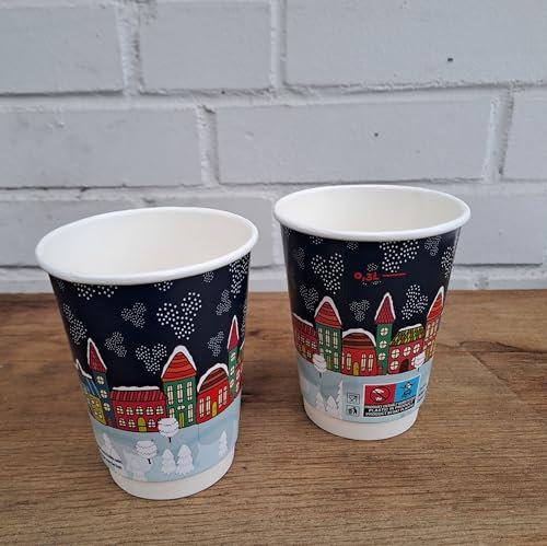 cwpack 250 x 0,3l Glühweinbecher, Pappbecher Einwegbecher Coffee to Go Becher Weihnachten EXKLUSIV …