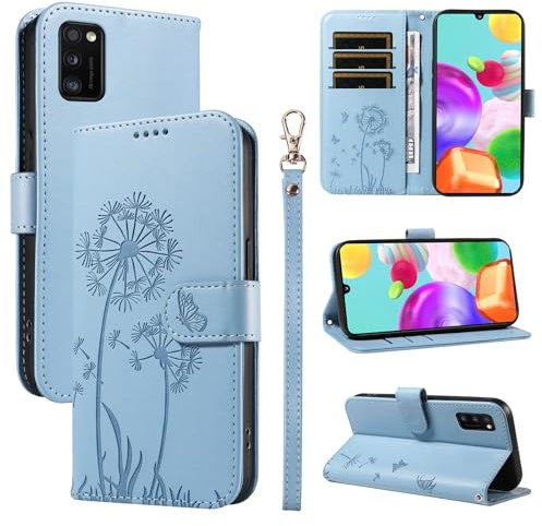 Bravoday Handyhülle für Samsung Galaxy A41 Hülle, Premium PU Lederhülle Klappbar Tasche Klapphülle mit Magnet Kartenfach Standfunktion Schutzhülle für Galaxy A41, Hellblau