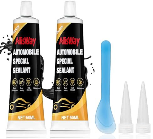 AllisWay 2 Pezzi Silicone Nero per Auto, Stucco per Carrozzeria, Silicone Alte Temperature, Sigillante Isolante Impermeabile, Utilizzato per la Sigillatura di Auto, all'Interno e all'Esterno, 100ml