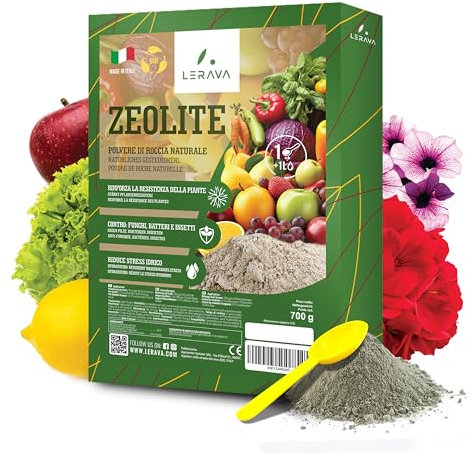 LERAVA® Zeolite per agricoltura [BIO] - 2800g Polvere di Roccia + Incl. dosatore - Rinforza difese Naturali contro Funghi e Insetti - Zeolite per Orto e piante - riduce stress idrico - Made in Italy