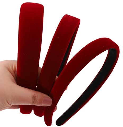Bandeau Cheveux Velours, 3pcs Serre Tete Femme Moderne, Serre-Tête Large, Accessoires de Cheveux pour Femmes à la Mode, Adaptés aux Déplacements et aux Fêtes (Rouge)