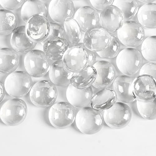 Transparente Glasperlen für Vasen, Glaskiesel, klare flache Glasmurmeln für Vasenfüller, Blumenkerzen, Basteln, Tafelaufsätze und Hochzeitsdekoration, 0,5 kg
