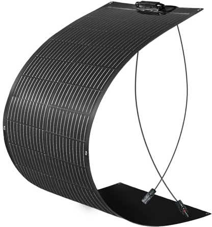 WUZECK Solarpanel Flexibel 100W Schwarz, 12V Flexible Solarpanel Wohnmobil | 100Watt Monokristallines Solarmodul für 12V Batterien Balkon, Pv Modul Flexibel Schmal Wohnwagen Boot Photovoltaik