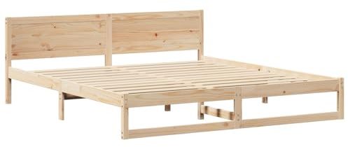 vidaXL Minimalistisches Bettgestell Kingsize Natur Massivholz Kiefer Robuste Bauweise Mit Viel Stauraum Ideal Für Schlafzimmermöbel Innen Design Basis Modern Einfache Montage