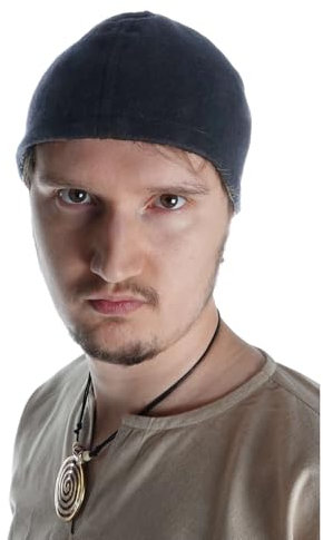 HEMAD Wikinger-Kappe Birka-Mütze Wollfilz Modell: Fafnir, Schwarz, XXL