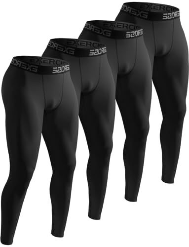 ATTIQOZI 4 Pack Sport Leggings Herren Lange Kompressionshose Herren als Laufhose - Atmungsaktive Jogging Tights mit Funktionsunterhose für Fitness Training