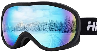 Hioutdoor Skibrille Snowboardbrille Anti-Fog 100% UV-Schutz OTG Unisex Helmkompatibel Double Lens Schaumstoffpolsterung für Skifahren Snowboard Outdoor Aktivitäten (VLT 15% Revo Schwarz Blau)