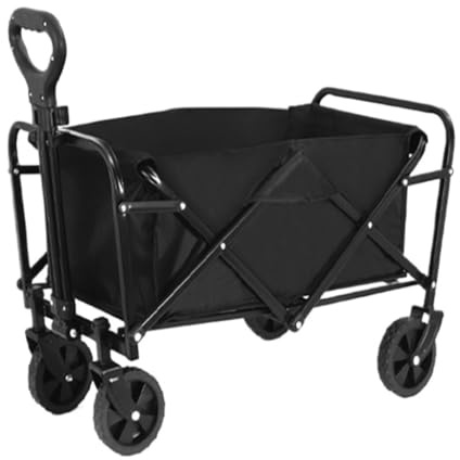 Faltbarer Camping-Trolley, tragbarer Picknick-Anhänger mit Zugstange, robuster Strand-Transportwagen für Outdoor-Reisen, Wandern und Heckklappe