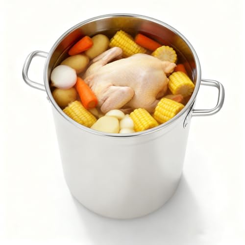 VonVVer 70L Large Stock Pot Stainless Steel Commercial Cooking Pot with Lid | 201 Stainless Kitchen Pot for Soup Pasta Canning, 1.2mm Thick Kitchen Pot, Induction Gas Electric Compatible