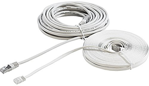 Fibrionic Network Solutions Netzwerkkabel dünn: Netzwerk-Kabel Cat5e flach, weiß, 20m (LAN Kabel flach, LAN Kabel extra dünn, Fensterdurchführung)