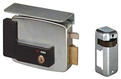 CISA 11721602 Elettroserratura da applicare, 12 V, Zincato/Nero, Entrata 60, mano sinistra