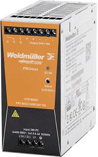 Weidmüller Pro MAX3 480W 24V 20A Hutschienen-Fuente de alimentación (DIN-Rail) 12 V/DC 20A 480W Inhalt 1 Pieza