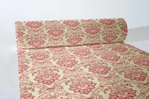 Sovie HORECA Airlaid Tischläufer Cleve in Bordeaux, 40 cm x 24 m, 1 Rolle – perforiert alle 120 cm, stilvolles Ornamentmuster im Jugendstil, hochwertige stoffähnliche Einweg-Tischdekoration