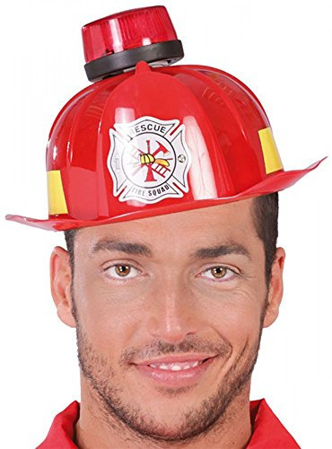 shoperama Feuerwehr-Helm mit Sirene Blinklicht und Ton Partyzubehör JGA Party Junggesellenabschied Kostüm-Zubehör