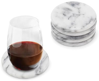 Fox Run 48749 Lot de 6 Dessous-de-Verre en marbre Poli Blanc Naturel