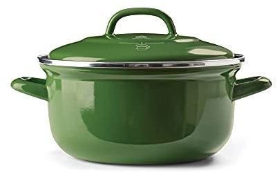 BK Indigo Cocotte Ronde Allemande Emaillée Héritage Néerlandaise avec Couvercle avec Revêtement Antiadhésif en Céramique Sans PFAS, 22 cm/3.3 Litre, Induction, Lavable au Lave-Vaisselle, Au Four, Vert