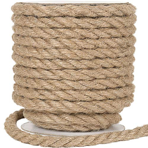 Vivifying 12mm Jute Rope, 33 Feet Natural Heavy Duty Brown Twine for Crafts, Cat Scratching Post, Bundling, Home Decor, Outdoor Projects