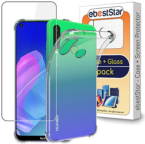 ebestStar - Cover per Huawei P40 Lite E (2020), Custodia Silicone Trasparente, Protezione TPU Antiurto, Bordi Rinforzati, Trasparente + Vetro Temperato