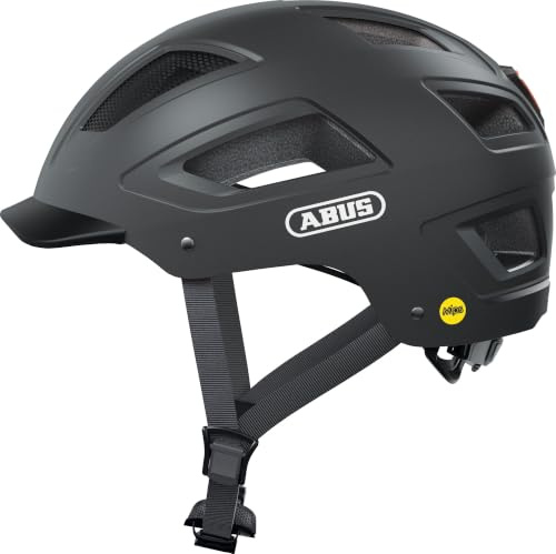 ABUS Stadthelm Hyban 2.0 MIPS - Fahrradhelm für den Alltag mit Rücklicht, ABS-Hartschale, Aufprallschutz - für Damen und Herren - Titan Matt, Größe L