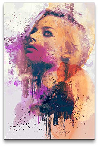 Margot Robbie Porträt Abstrakt Kunst Schauspielerin Sexy Farbenfroh 60x90cm Leinwandbild