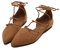 ERLINGO Zapatos planos de ballet casuales para mujer con correa cruzada y punta puntiaguda, elegantes para bodas, con cordones, bailarinas para niñas, color Marrón, talla 37 EU