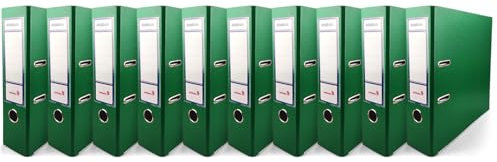 Netuno 10x Akten-Ordner Grün DIN A4 Ekobox 2-Ring-Mechanik Ringorder a4 8cm Kunststoff Ordner a4 breit Büroordner Plastikordner Briefordner a4 Ringmappe breiter Aktenordner PP-Ordner farbig