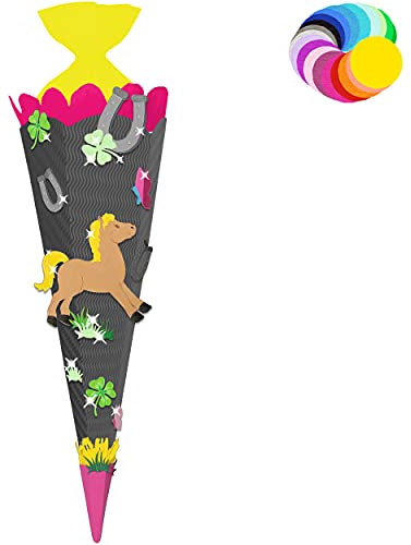 alles-meine.de GmbH Bastelset - Schultüte Farbe & Größe wählbar 70/85 / 100 cm - Pferd - Farbe frei wählbar - Bastelschultüte - Zuckertüte zum selber Basteln Bemalen Bekleb..