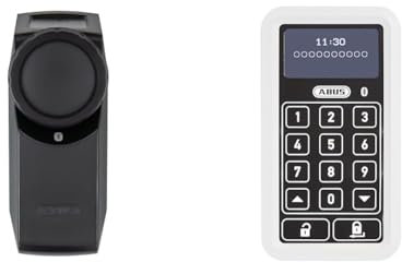 ABUS HomeTec Pro Bluetooth CFA3100 - Elektronisches Türschloss Schwarz + HomeTec Pro Bluetooth-Tastatur CFT3100 - Codeeingabe zum Öffnen der Haustür Weiß