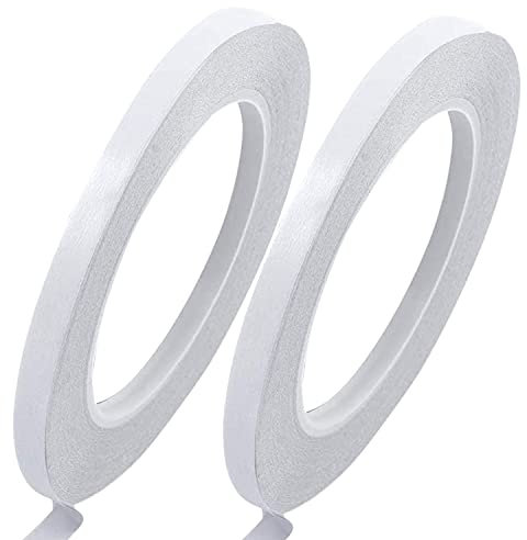 YISUMEI Selbstklebeband mit 2 Rollen von Doppelseitigem Klebeband zum Nähen, Basteln, Handarbeit, Jede Rolle für 9 mm x 25 Meter Weiß