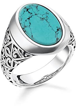 THOMAS SABO Unisex Ring türkis 925 Sterlingsilber, Geschwärzt TR2242-878-17