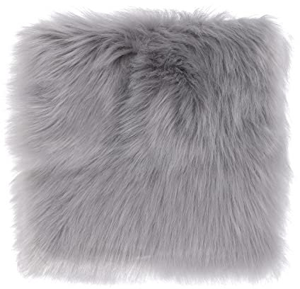 Sibba Kunstfell Teppich Quadrat 35cm Graues Kleiner Bereich Stuhl-Sitzkissen Sofa Matte Weich Plüsch Sitzpolsterschutz Schreibtisch Sofabezug Dekofell Bettvorleger für Schlafzimmer Fluffy Kindermatte