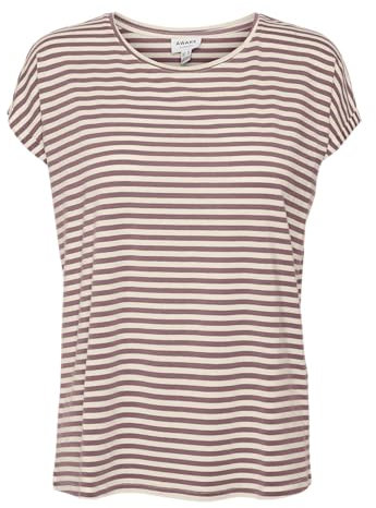 VERO MODA Vmava Plain SS Top Stripe Ga Jrs Noos Maglietta, Rosa/Strisce: Cristine, XS Donna