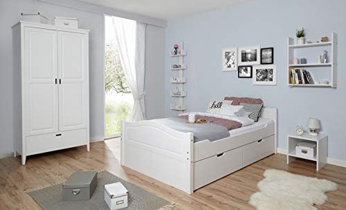 TiCAA Doppelbett Leni 140x200 mit 2er Schubkästen