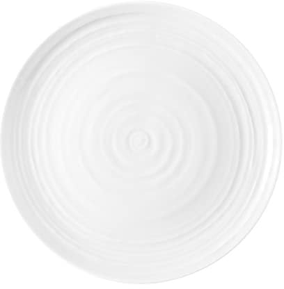 Seltmann Weiden Terra Speiseteller, 28 cm, Runder Essteller mit spiralförmigem Relief, Spülmaschinen- und mikrowellenfest, Porzellan, Weiß
