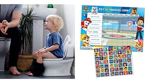 Nuby Potty, My Real Mini Size Toilet with Lid and Flush Sound, Potty Training Toilet, White & Paper Projects 01.70.30.025 Paw Patrol Potty and Toilet Training Reward Chart and Stickers, 29.7cm x 42cm
