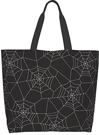 Cafl Shoulder Bag Large Reusable Eco-friendly Shopping Bags Portable Storage Handbag, Spider Web25, One Size