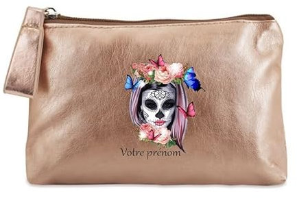 Porte Monnaie Dore Pochette Tete de Mort Calavera